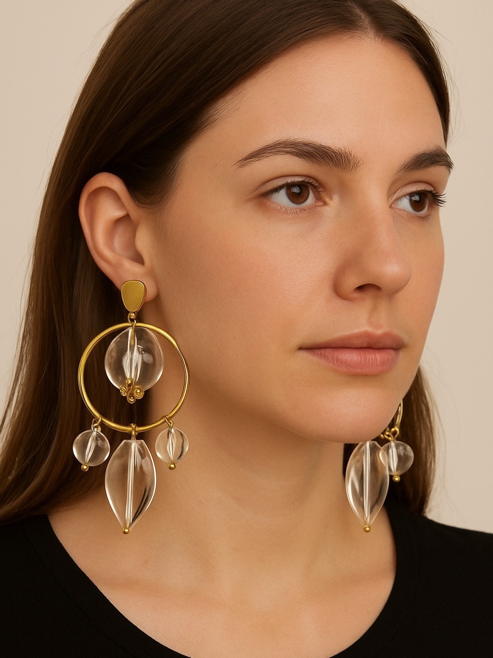 Droplet teardrop statement earrings costume jewelry earrings gold tone & resin